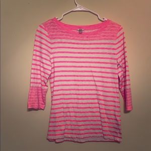 Pink and white J. Crew top